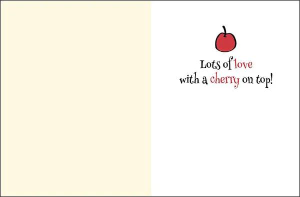 Notion Cupcake Birthday Card design with cream left and white right, cherry accent on top on Tampa Home & Garden Store