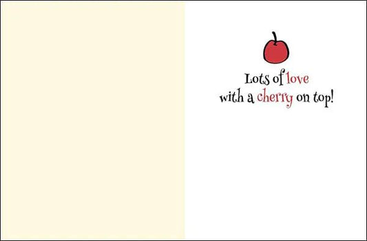 Notion Cupcake Birthday Card design with cream left and white right, cherry accent on top on Tampa Home & Garden Store