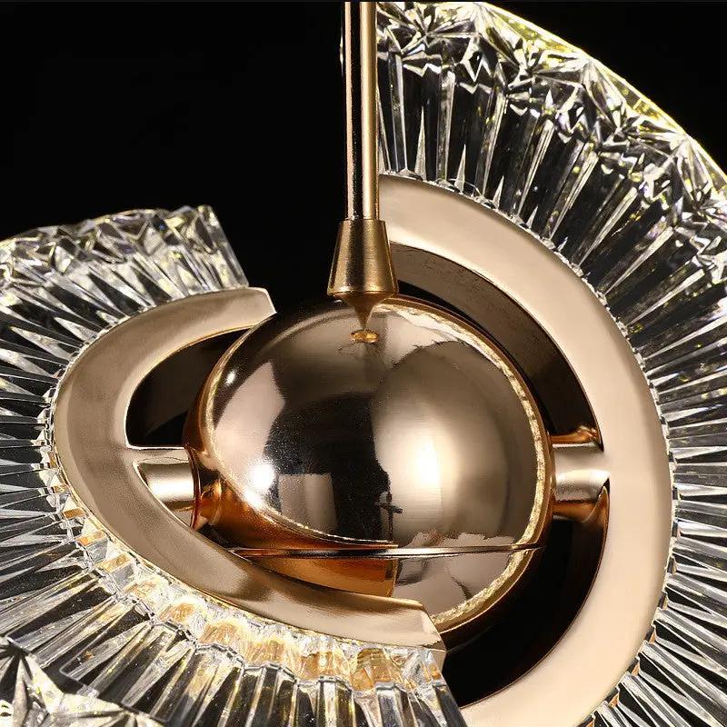 Ufo bedroom chandelier gold-toned metal orb with crystal ring modern bar decor on Tampa Home & Garden Store