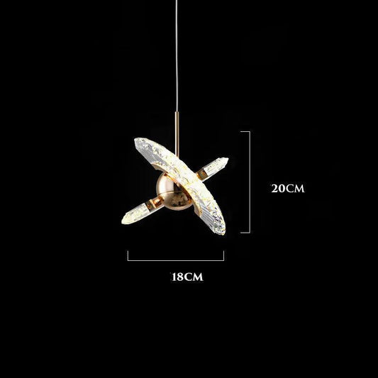 UFO Bedroom Chandelier pendant light with crystal wing blades, gold base Decorbites 18cm on Tampa Home & Garden Store