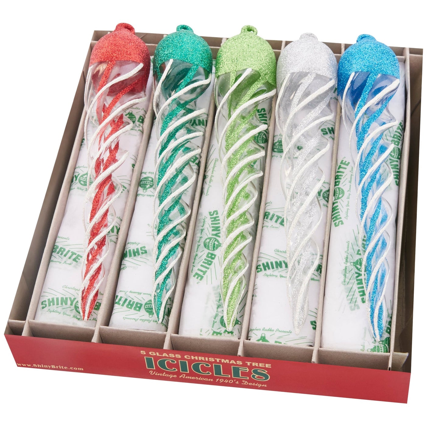 Carámbanos de cristal Holiday Splendor - Juego de 5 piezas