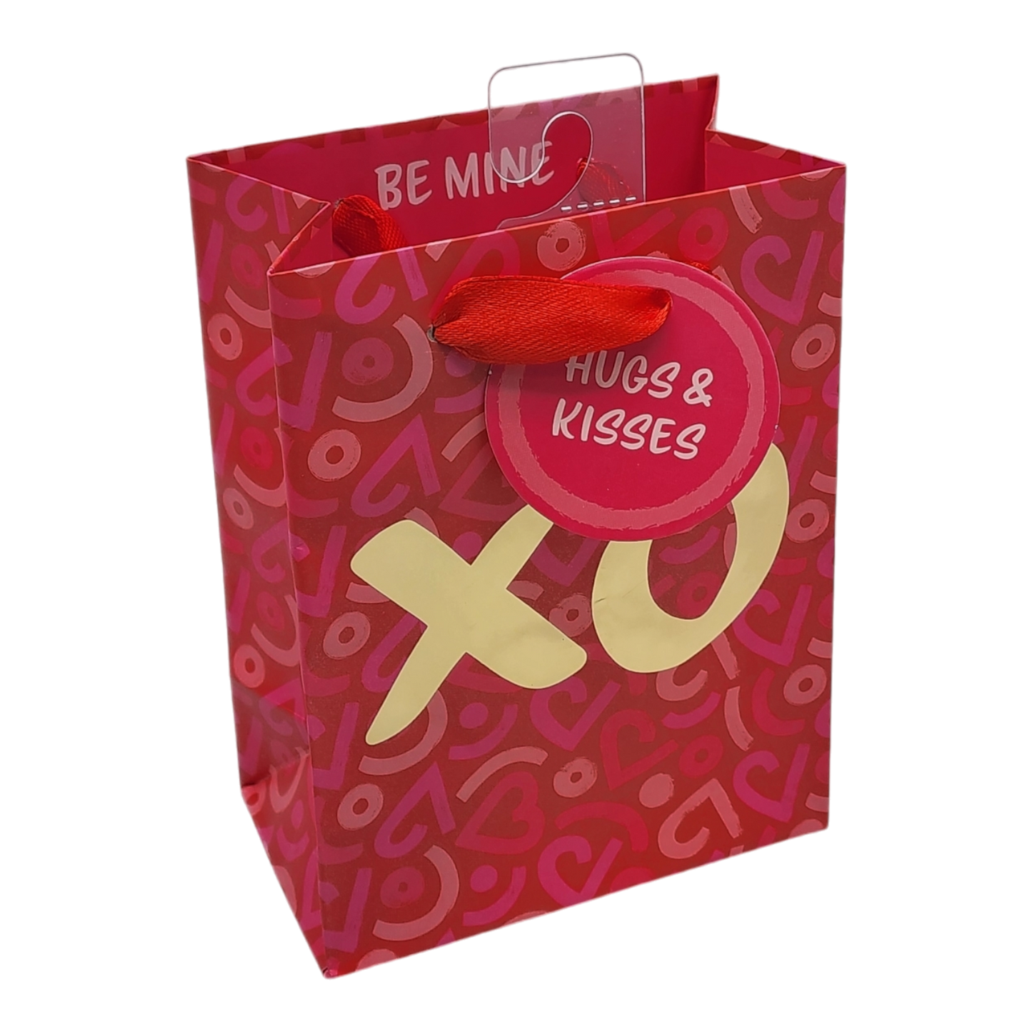 Mini Hugs and Kisses Gift Bag pink with red ribbon handle The Country Christmas Loft on Tampa Home & Garden Store