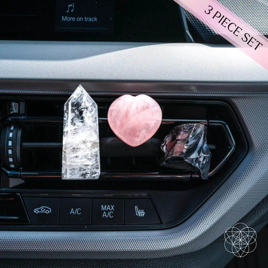 Ultimate Car Protection Trinity: 3-piece with clear quartz, rose quartz heart, dark crystal on Tampa Home & Garden Store