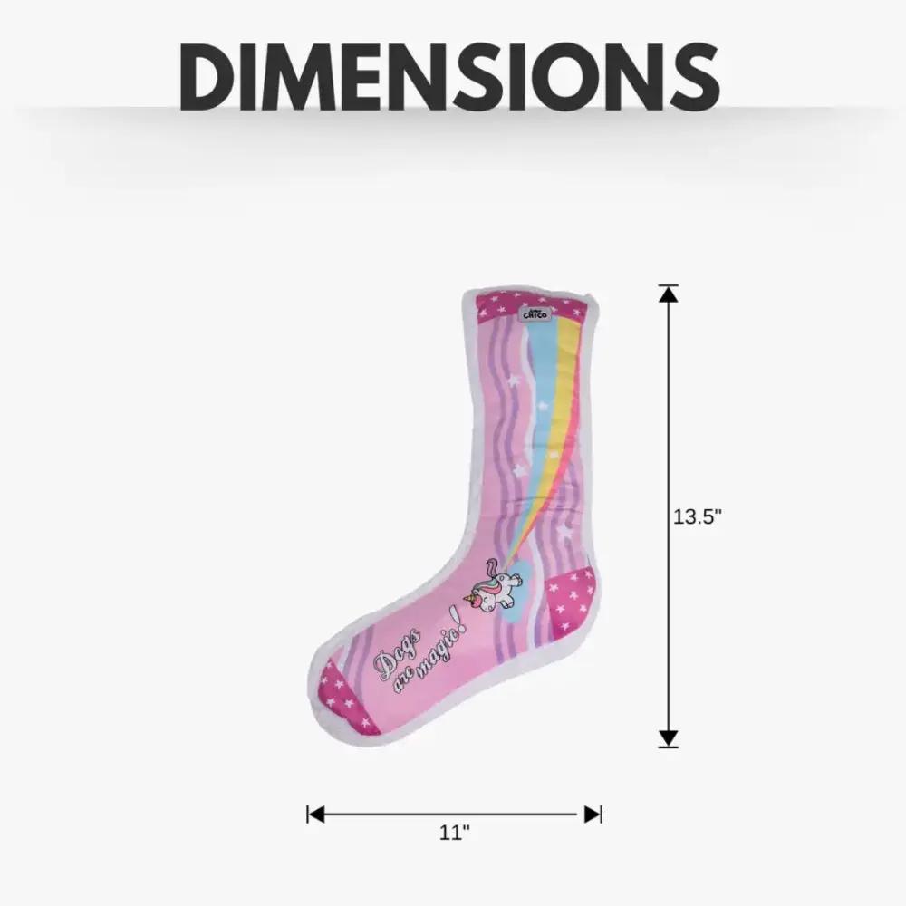 Squeaky sock plush dog toy unicorn design pink with rainbow American Pet Supplies dog toys on Tampa Home & Garden Store