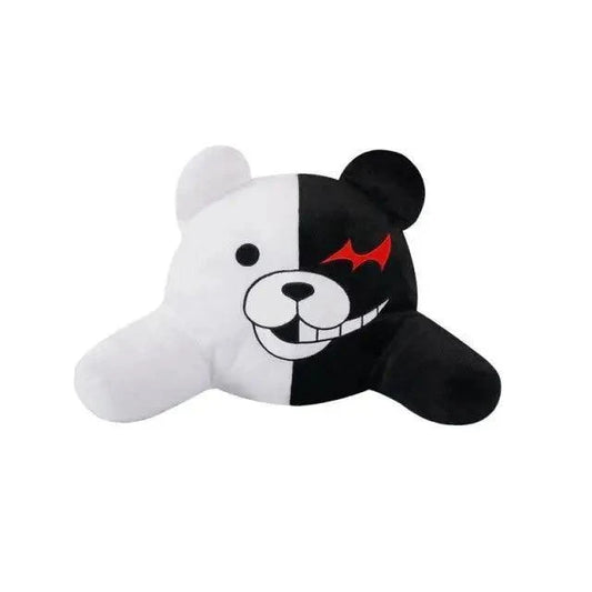 Stevvex Monokuma plush bear, black and white half design, soft stuffed toy for kids on Tampa Home & Garden Store