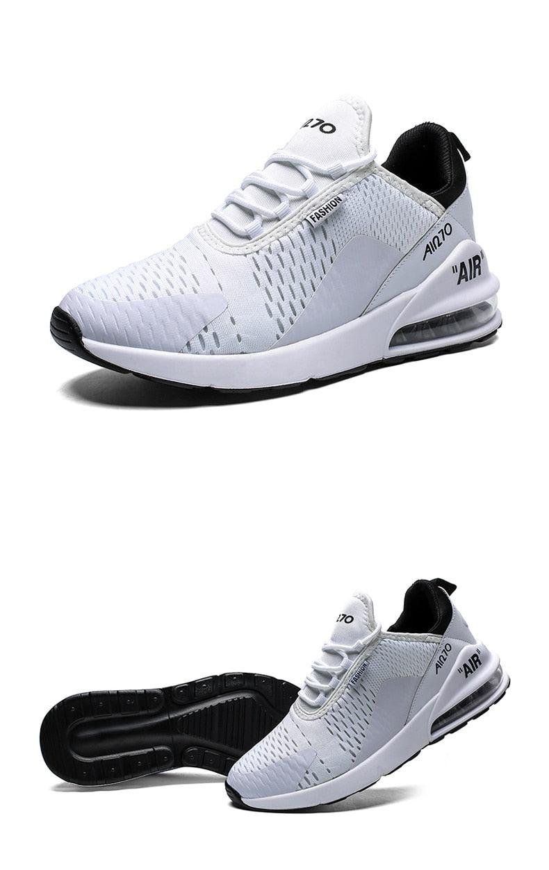 Stevvex unisex athletic shoes with breathable white-gray mesh upper, visible air cushion sole on Tampa Home & Garden Store