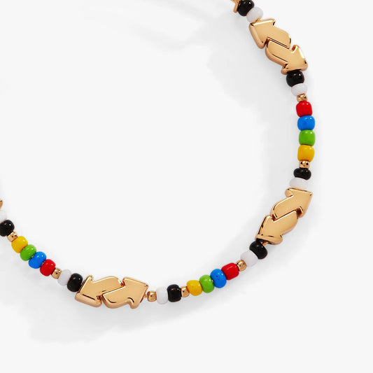 UNO Reverse Card Beaded Bangle with rainbow beads and gold-tone accents on Tampa Home & Garden Store