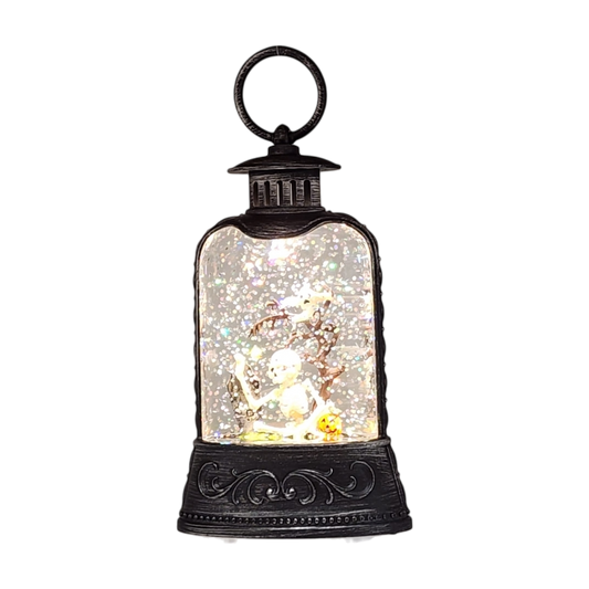 Lighted Waterglobe lantern skeletons with glitter globe and black ornate frame on Tampa Home & Garden Store