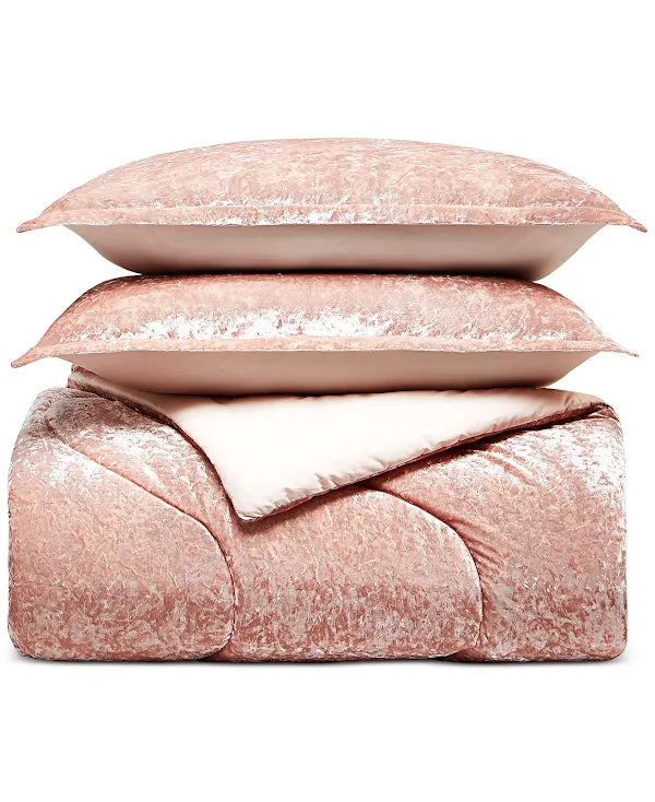 Whim Velvet Wave 3-PC King Comforter Set in blush pink crushed velvet with two shams on Tampa Home & Garden Store