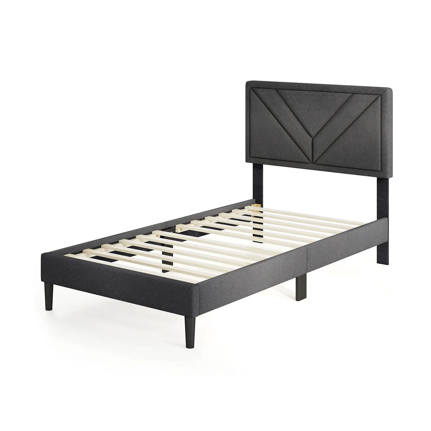 DirectDeals upholstered platform bed with tufted headboard in gray fabric on Tampa Home & Garden Store