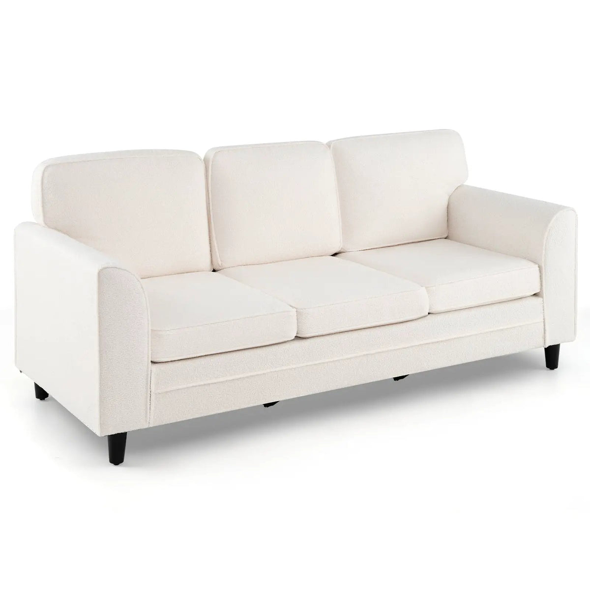 Upholstered Teddy Velvet 3-seat sofa with pillows cream on Tampa Home & Garden Store