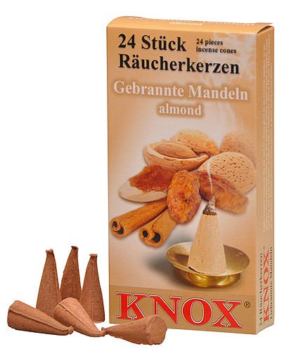 Cônes d'encens parfumés Knox (paquet de 24) - Amande
