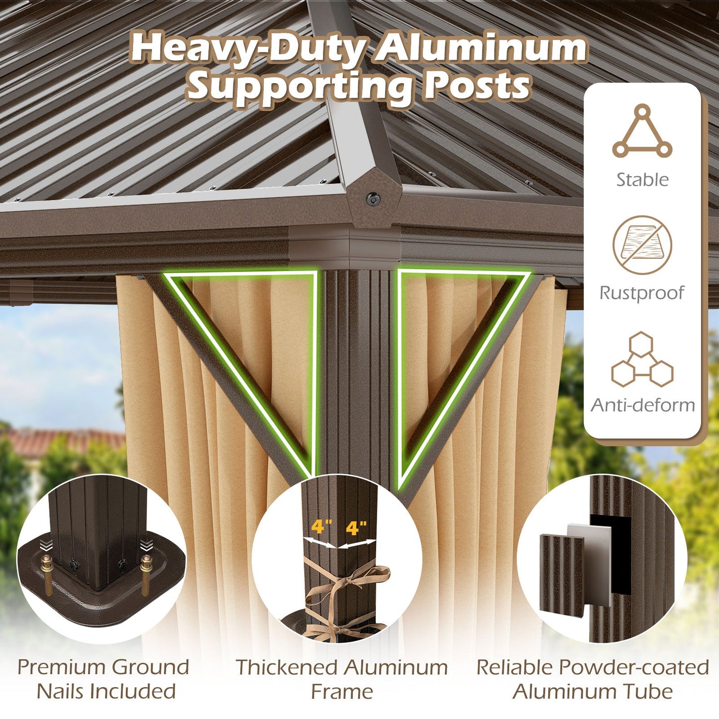 DirectDeals hardtop gazebo with aluminum frame and netting in coffee color on Tampa Home & Garden Store