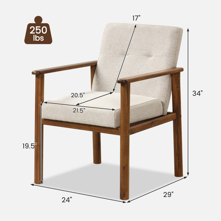 Wooden-framed armchair with beige upholstery from a modern living room set on Tampa Home & Garden Store