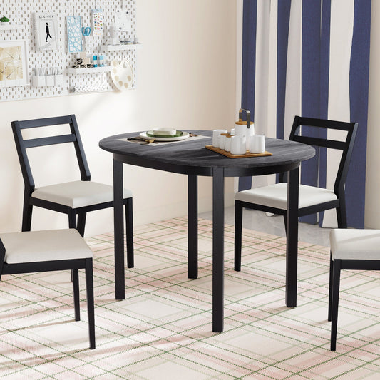 43 Inch Wooden Dining Table with Rubber Wood Legs for 2-4 People-Black - Tampa Home & Garden Store