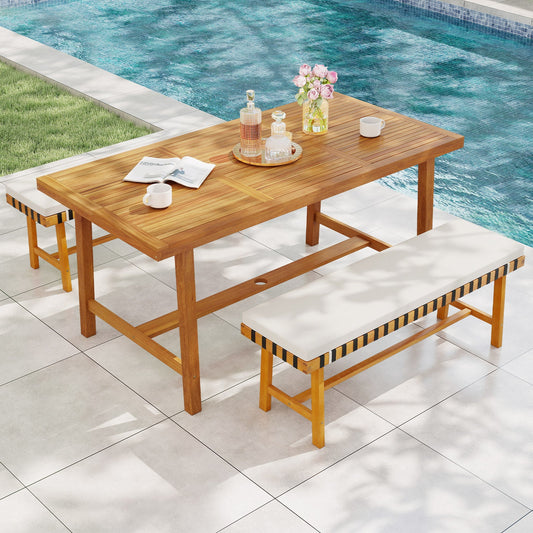 3-Piece Patio Dining Set for 4 People Farmhouse Furniture - Tampa Home & Garden Store