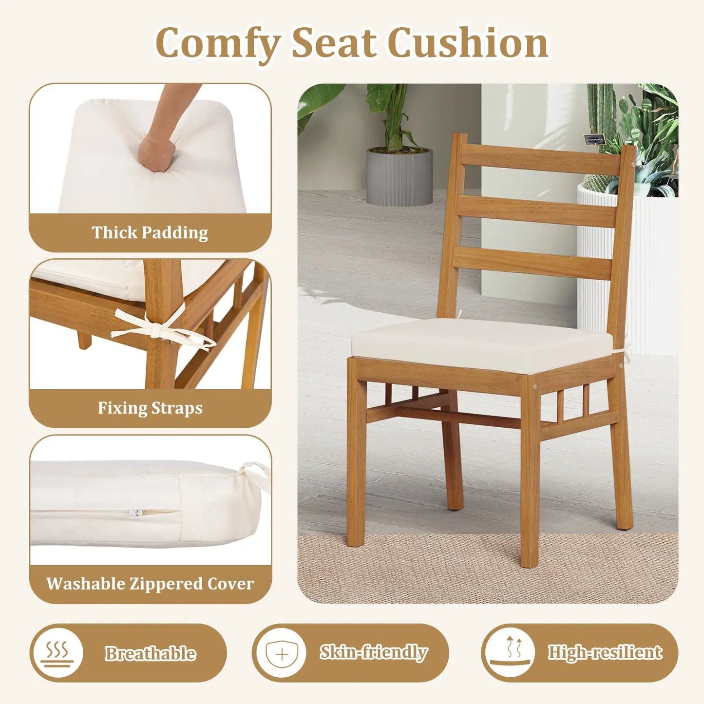 6-piece acacia wood dining set with bench and chairs, cushioned seats DirectDeals on Tampa Home & Garden Store
