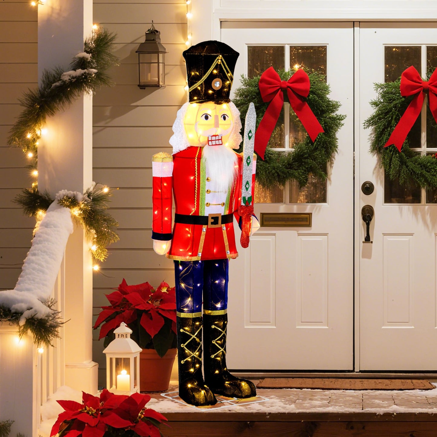 Nutcracker outdoor decorations set of 2, 5 ft tall, glitter sword, DirectDeals holiday ornaments on Tampa Home & Garden Store