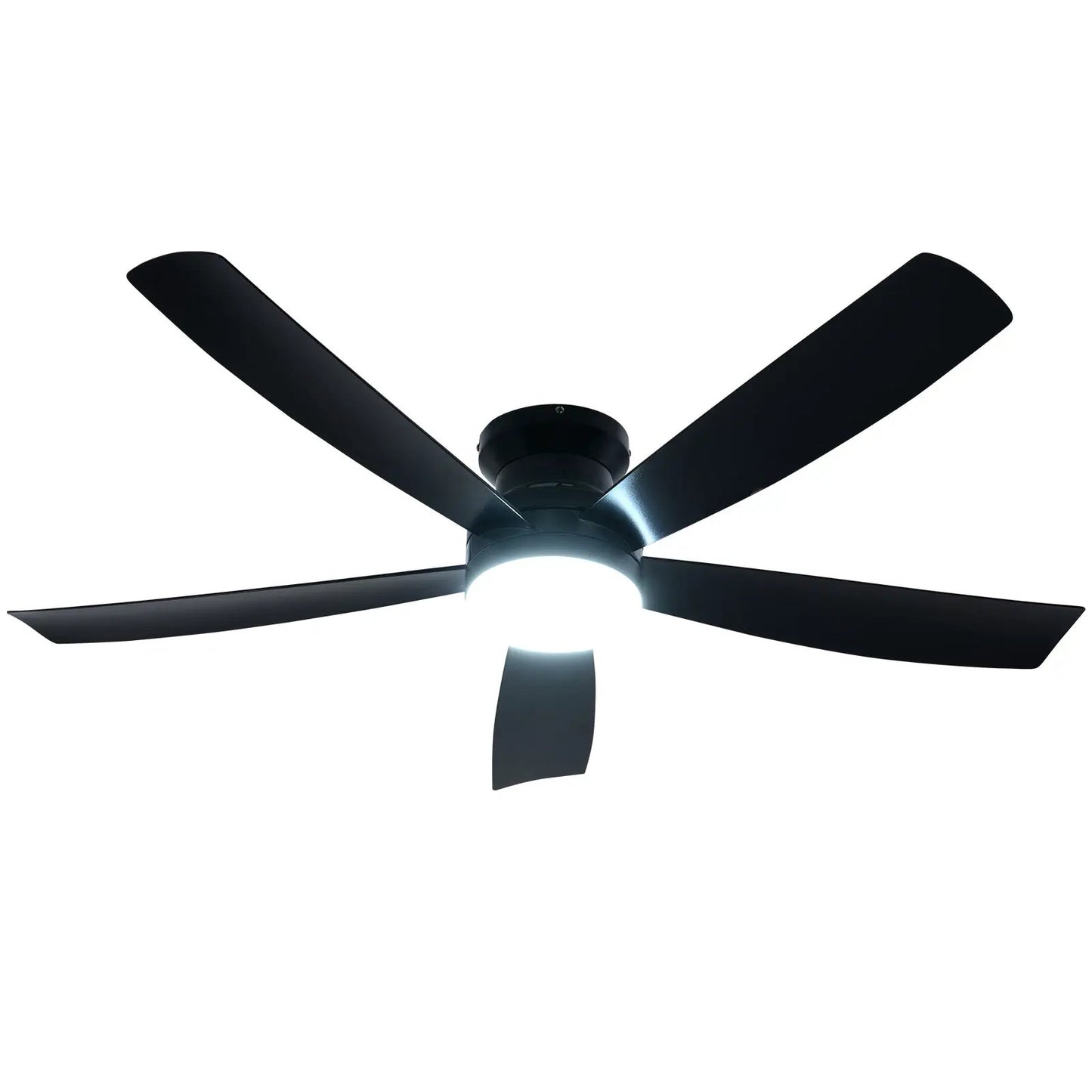 52-inch black ceiling fan with LED light and remote on Tampa Home & Garden Store