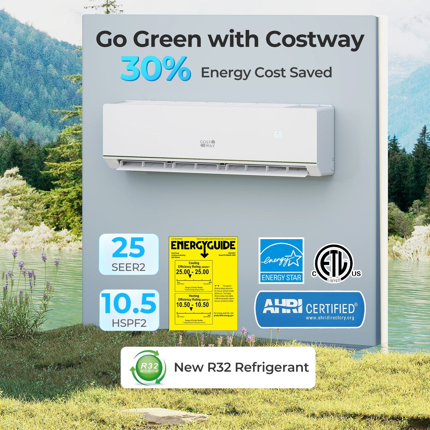 SEERXtreme Series 24000 BTU 25 SEER2 208-230V Mini Split Heat Pump Heating at -15°F WiFi Enabled
