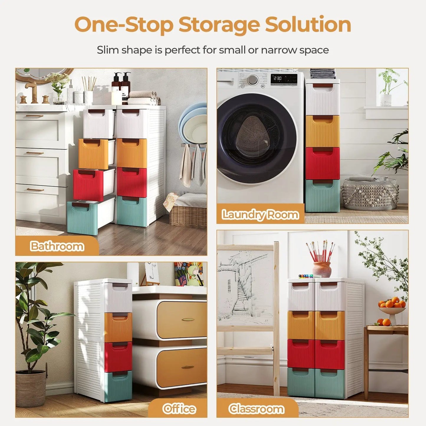 4-Drawer rolling organizer unit with multi-color drawers by DirectDeals for small spaces on Tampa Home & Garden Store