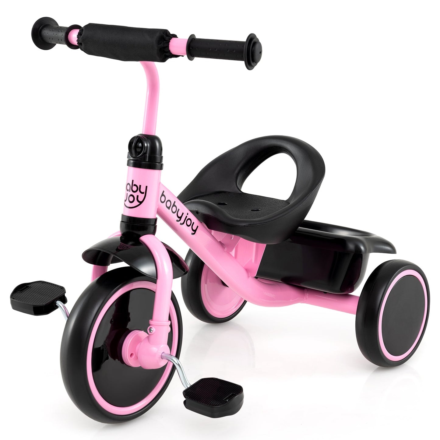 Toddler Tricycle Kids Trike with Adjustable Seat and Basket Aged 3-5 Years Old-Beige