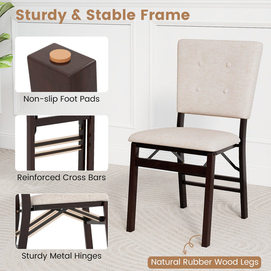 Foldable Dining Chair Set of 4 Armless Kitchen Chair with Padded Seat and Tilt Backrest - Tampa Home & Garden Store