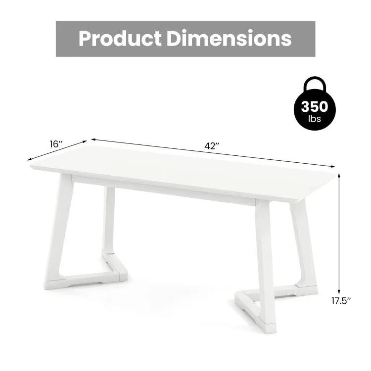 White desk with trestle legs, 42-inch long, 17.5-inch high, 350 lb capacity on Tampa Home & Garden Store