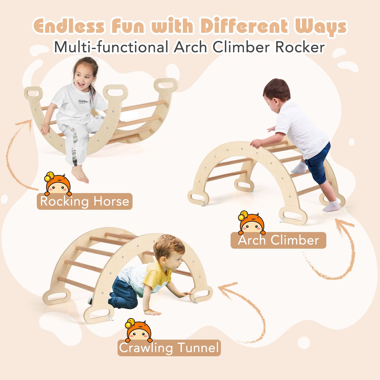 7-in-1 Pikler Triangle Set natural wood arch climber with foam blocks for toddlers DirectDeals Activity Centers on Tampa Home & Garden Store