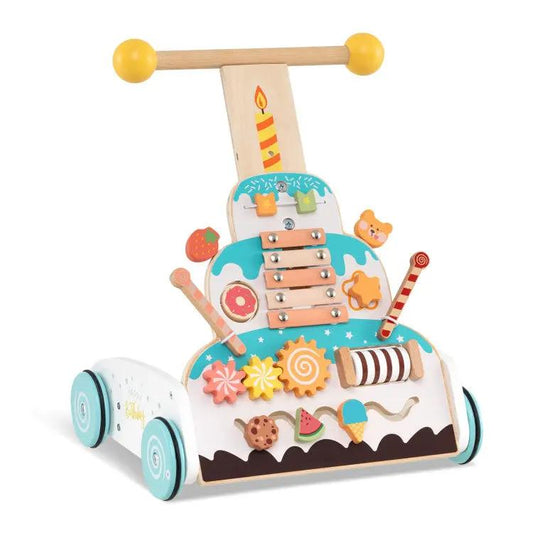 Wooden Baby Walker and Large Playpen Bundle with cake-themed decorations DirectDeals on Tampa Home & Garden Store