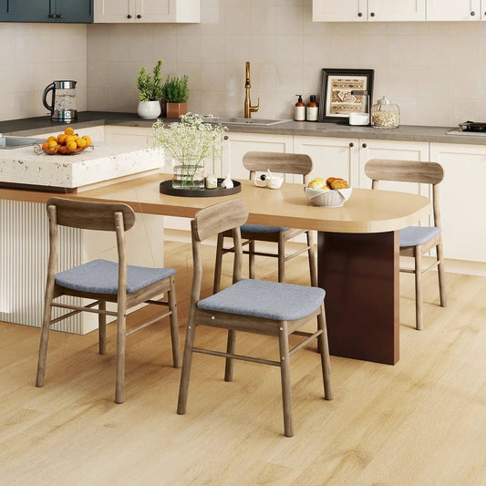 Fabric armless kitchen chairs with oak frame; blue-gray upholstered seats, set of 4 on Tampa Home & Garden Store