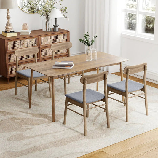 Armless dining chairs with rubber wood frame and gray upholstery, set of 4 DirectDeals on Tampa Home & Garden Store