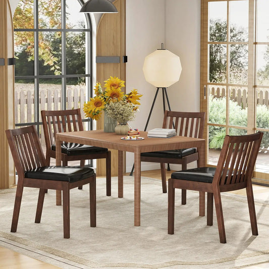 PU Leather Dining Chairs Set of 4 Espresso with padded black seats DirectDeals on Tampa Home & Garden Store