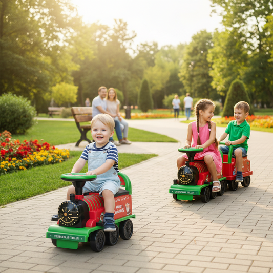 6V Toddler Ride On Train Combo: Track Ride & 2-Seater Carriage Set - Tampa Home & Garden Store