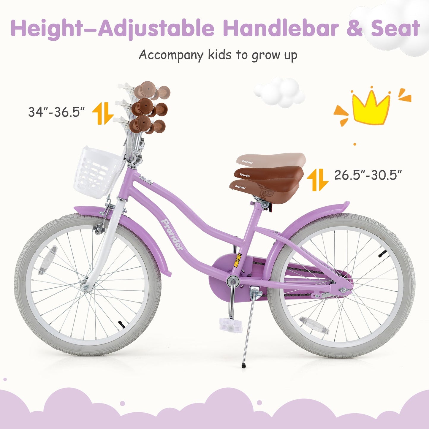 20 Inch Kids Bike Purple with Front Basket and Adjustable Handlebars DirectDeals on Tampa Home & Garden Store