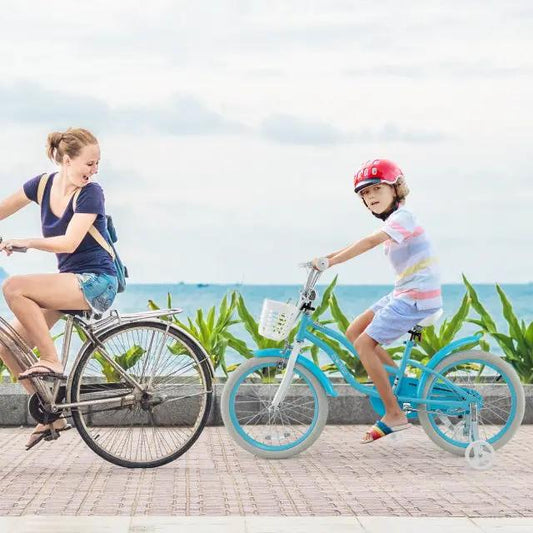 18 inch kids bike and helmet set blue with two bikes pictured on Tampa Home & Garden Store