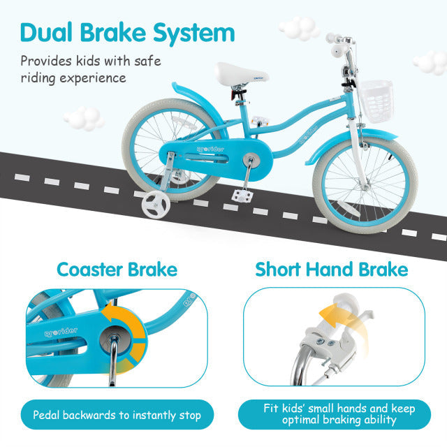 18 Inch Kids Bike and Helmet Set Blue by DirectDeals with training wheels on Tampa Home & Garden Store