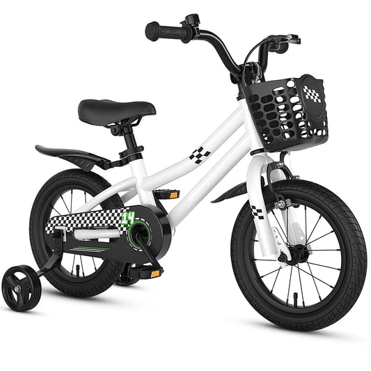 14-inch kids bike white frame with black basket checker decals DirectDeals on Tampa Home & Garden Store