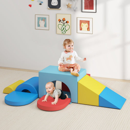 7-Piece Soft Foam Toddler Climbing Blocks Set PU Leather for 1+ Year Old - Tampa Home & Garden Store
