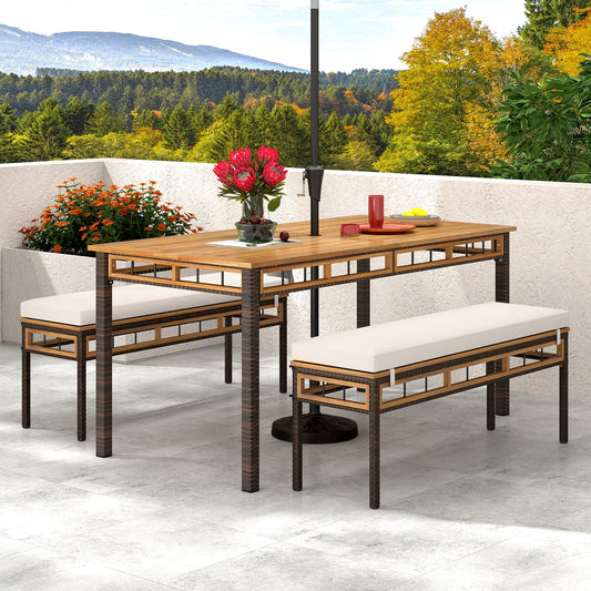3 Pieces Acacia Wood Patio Dining Set for Deck and Backyard - Tampa Home & Garden Store