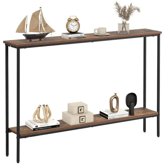 DirectDeals entryway hall set with 44 inch console table, black metal frame, wood top on Tampa Home & Garden Store
