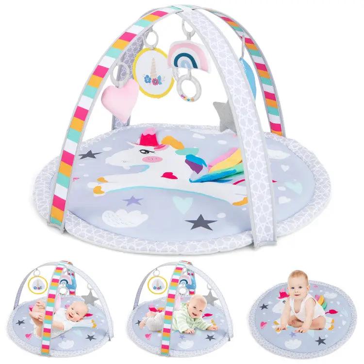 Baby play gym and large playpen set with rainbow arches, hanging toys, and starry mat on Tampa Home & Garden Store