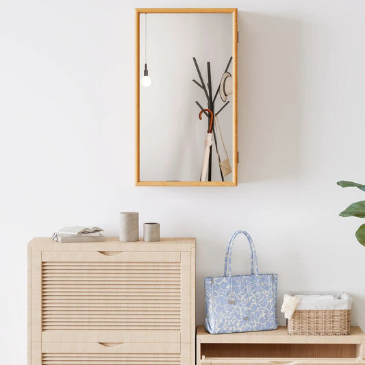 Natural bamboo medicine cabinet with mirror door, wall-mounted DirectDeals on Tampa Home & Garden Store