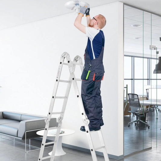 Folding Aluminum Ladder with Safe Locking Hinge