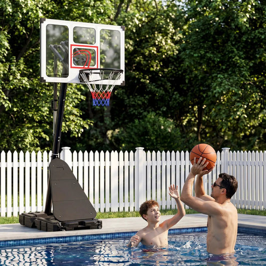 Portable basketball hoop with white backboard, red rim, adjustable 4.9-10 ft DirectDeals on Tampa Home & Garden Store