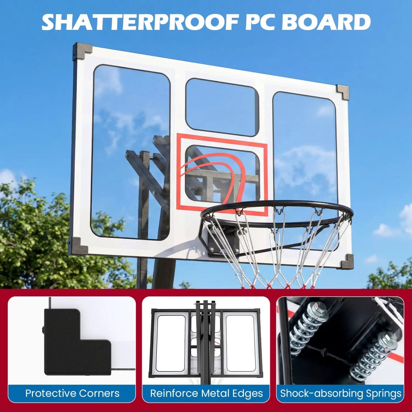Portable Basketball Hoop Adjustable 4.9-10 Feet