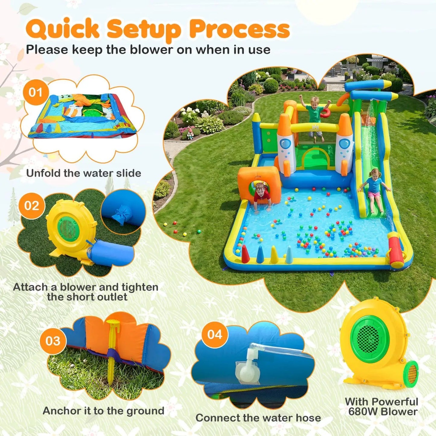 10 in 1 Inflatable Bounce House With Water Slide