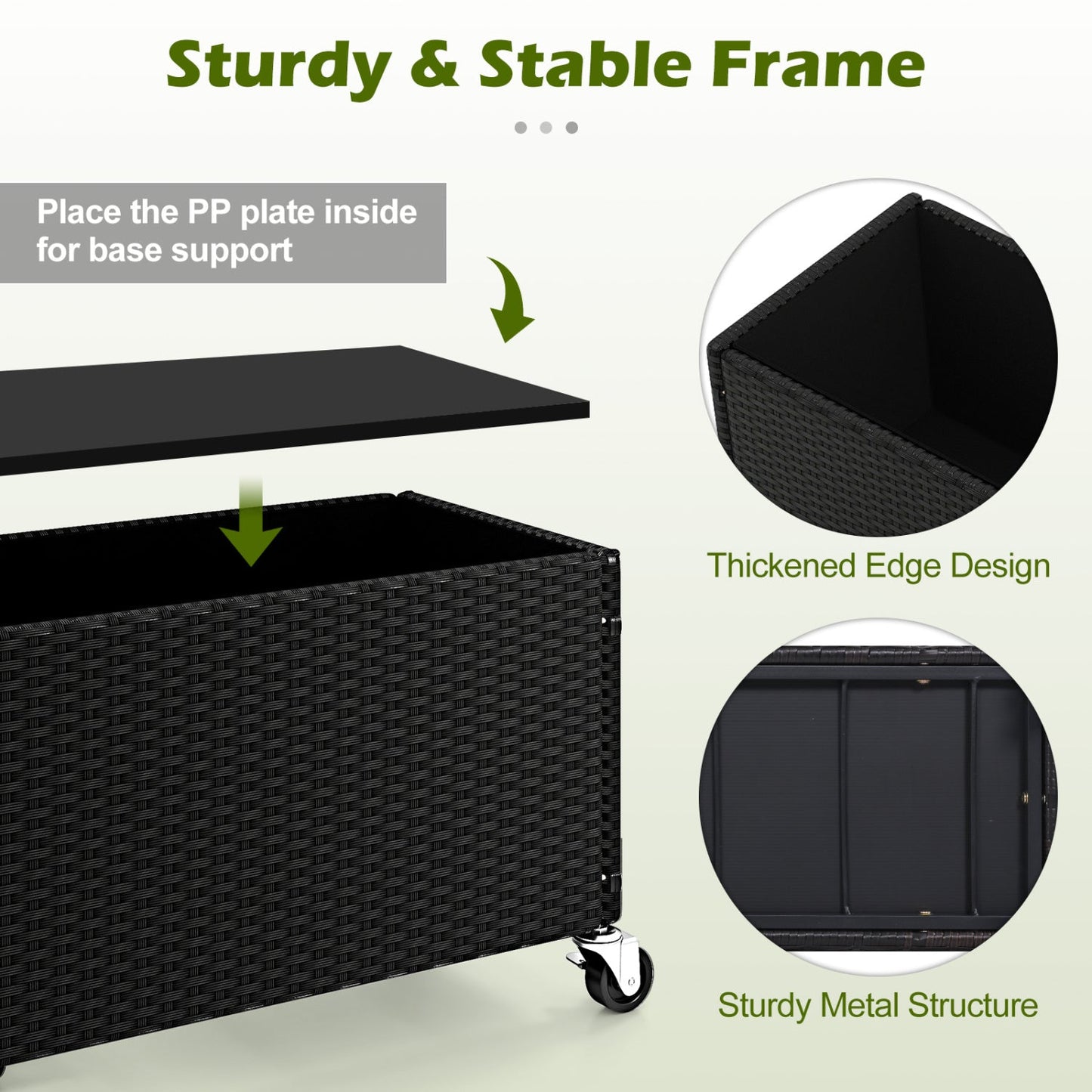 Raised Garden Bed with Wheels, black PE rattan planter box on a sturdy metal frame DirectDeals on Tampa Home & Garden Store