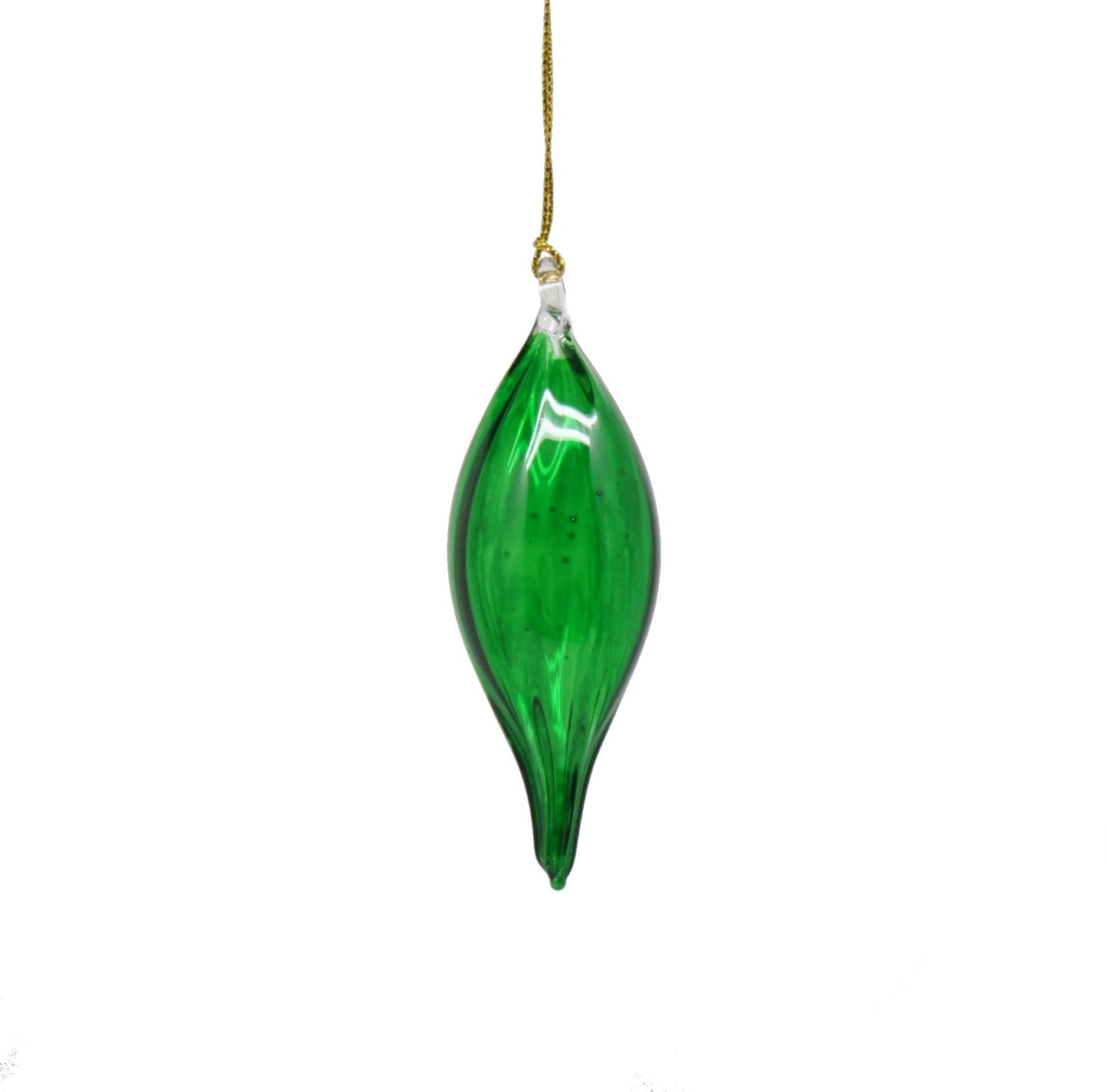 Adorno de lágrima de vidrio soplado - Verde - Protuberancia alta