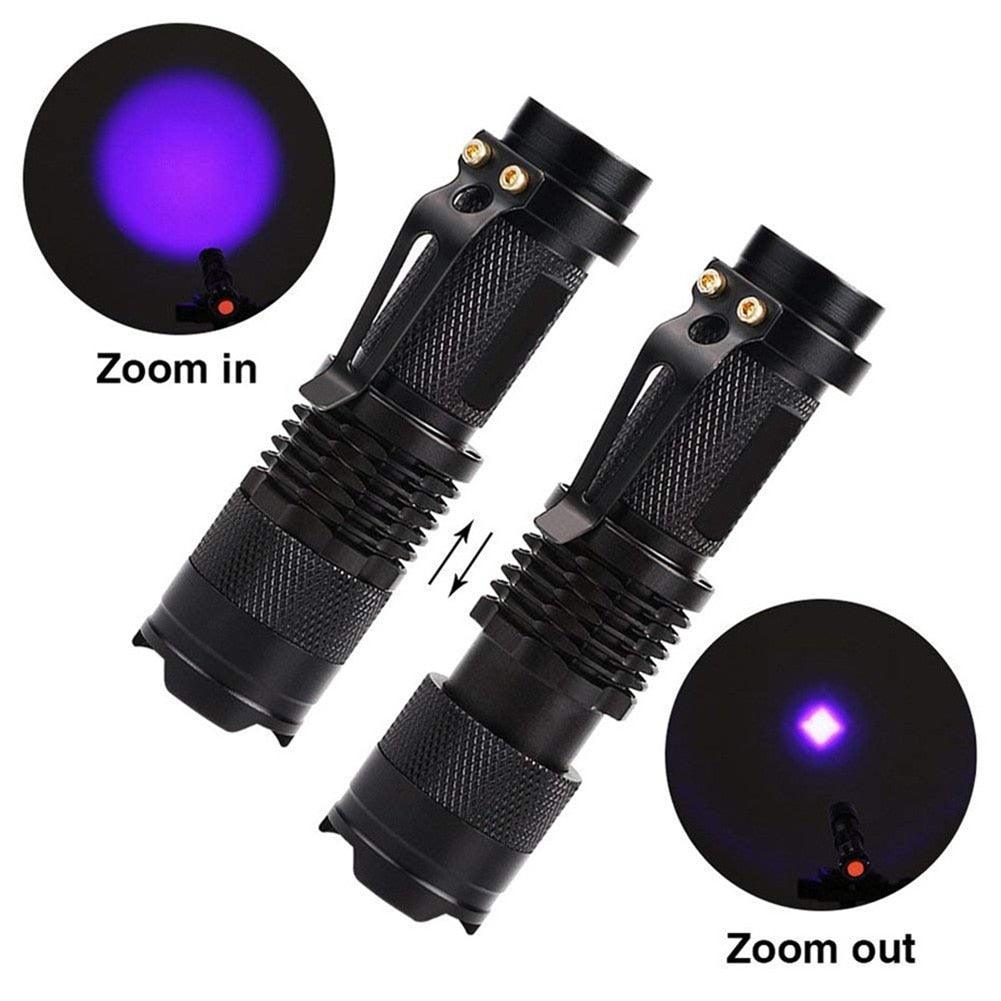 Stevvex UV flashlight 365nm black aluminum grip two flashlights for pet stain detection on Tampa Home & Garden Store